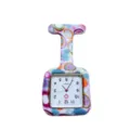 Colorful printed square silicone nurse fob watch with secure brooch pin for medical staff and exams. - Abstract Geometric