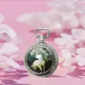 Vintage silver pocket watch necklace with white horse design for men and women quartz. - White Horse