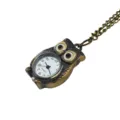 Vintage Bronze Owl Pocket Watch Necklace Quartz Analog Pendant Watch with Matching Chain - 6*8 Owl Hanging Chain / Bronze