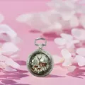 Vintage Silver Quartz Pocket Watch with Deer Pattern Pendant Necklace for Men and Women - Elk