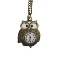 Vintage bronze owl pocket watch necklace, retro quartz pendant watch for men and women gift. - Owl Hanging Chains / Bronze