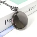 Classic vintage pocket watch with chain for men and women quartz fashion gift - Black