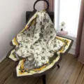 Elegant luxury silk scarf for women, featuring a classic vintage print design and soft drape. - Style SJ146-JKJ