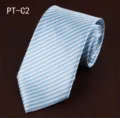 Blue and white striped mens necktie detail shot, perfect for business formal wear styling. - PT-C2