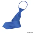 Men blue zipper tie easy wear formal business polyester necktie solid color fashion accessory. - Blue