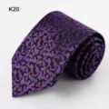 Men's formal business necktie with purple scroll pattern, elegant fashion neck wear for wedding. - Black Purple Scroll Pattern (K20)