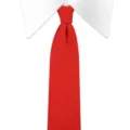 Men's solid red knit necktie detail view, stylish casual slim tie for daily office wear. - Arrow-Shaped / 145*6cm / 038 Bright Red
