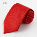 Red paisley jacquard men necktie for business formal wear, wedding and groom attire. - Red Jacquard Pattern (K19)