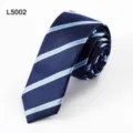 Men's navy blue striped narrow necktie student fashion casual business suit accessory. - L5002