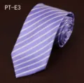 Detail view of a stylish purple and white striped men business necktie rolled up neatly. - PT-E3