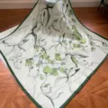 Mulberry silk square scarf for women, digital print botanical design, 55x55cm lightweight. - SJ1158-JKF