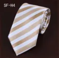 Klassieke wit met goud gestreepte herenstropdas, elegante twill stof voor formele evenementen. - SF-H4