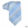 Close-up detail of the light blue striped jacquard tie fabric texture and classic pattern. - Light Blue