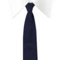 Dark blue knitted tie for men, solid color slim necktie with classic point tip design. - Arrow-Shaped / 145*6cm / 030 Navy Blue