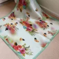 Silk floral square scarf detail showing delicate watercolor print and soft fabric. - SJ1180-JKF