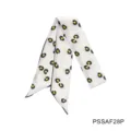 Zijden twilly sjaal met bloemenprint, elegant smal lint voor haar en handtas. - PSSAF28P (Witte Madelief)