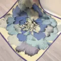 Elegant mulberry silk square scarf with vibrant blue floral print, soft and versatile for women. - SJ1213-JKF