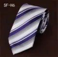 Men's business striped necktie in purple, grey, and white, ideal for formal wear and weddings. - SF-H6