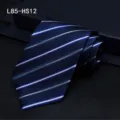 Classic men's navy blue striped silk tie, professional jacquard business formal necktie. - L85-HS12