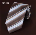 Men business striped tie twill polyester brown blue casual formal necktie wedding accessory sku - SF-H9