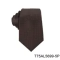 Men's brown business formal tie with white geometric jacquard pattern, elegant and stylish. - Dark Brown