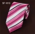 Men's business striped necktie pink white black silk wedding formal wear neckwear - SF-H10