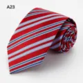 Classic Red Men Necktie with Blue and Pink Stripes Formal Business Suit Neckwear - Red Blue Pink Striped (A23)