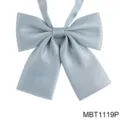 Light blue satin JK uniform bow tie accessory, elegant flat corner student bowknot detail. - Flat Angle Bow Tie (MBT1119P)