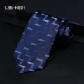 Heren klassieke marineblauwe zijden stropdas jacquard geometrische zakelijke das. - L85-HS01