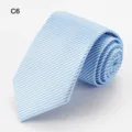Blue and white striped men necktie for business formal wear, classic striped necktie. - Blue White Fine Striped (C6)
