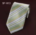 Classic green striped business necktie with twill weave, perfect for formal and wedding wear. - SF-H13