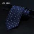 Heren donkerblauwe zijde jacquard stropdas met geometrisch vierkant patroon zakelijk - L85-HS02