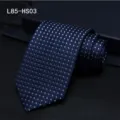 Donkerblauwe zijden stropdas voor heren, formele zakelijke jacquard geweven herendas. - L85-HS03