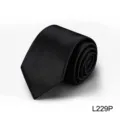 Zwarte heren stropdas formele zakelijke effen kleur opgerolde presentatie SKU L229P - L229P