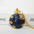 Orologio da tasca con catena in stile cinese zodiaco topo dorato, orologio al quarzo. - Topo