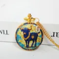 Collana con orologio da tasca bue zodiaco cinese dorato ciondolo vintage gioiello - Bue