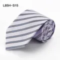 Heren gestreepte zijden das voor zakelijke formele kleding, bruiloften en Britse stijl. - L85H-S15