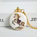 Gold horse pocket watch quartz necklace watch vintage fashion pendant gift style accessory. - [Blessing] Colorful Auspicious Clouds - Horse