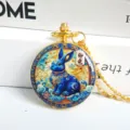 Orologio da tasca collana con coniglio blu zodiaco cinese vintage per regalo donna - Coniglio