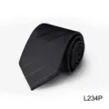 Classic black striped men's necktie formal business wear rolled display tie item sku. - L234P