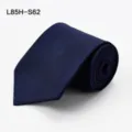 Donkere blauwe zijden das voor heren, klassieke geweven zakelijke stropdas bruiloft - L85H-S62
