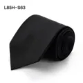 Black silk tie for men, classic solid color business formal necktie for wedding or office wear. - L85H-S63