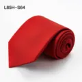 Classic red silk men's necktie, rolled up neatly for business wear and formal events. - L85H-S64