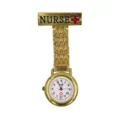 Orologio da infermiera dorato spilla orologio da tasca movimento al quarzo utile - Croce NURSE (oro)