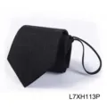 Men black zipper necktie business formal wedding pre-tied lazy tie stylish geometric pattern - L7XH113P (Zip-up)