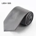 Men's grey striped silk tie, classic business formal necktie for wedding and daily office wear. - L85H-S65