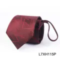 Men business zipper necktie red abstract pattern pre-tied formal wear groom wedding tie - L7XH115P (Zip-up)