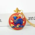 Chinese zodiac ram pocket watch necklace golden vintage style quartz timepiece pendant gift - Goat