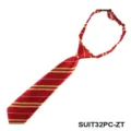 Classic red and yellow striped zipper tie for kids and casual wear, pre-tied and adjustable. - Zipper Tie / Red and Gold Stripes
