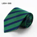 Green and blue striped silk tie, classic British style elegant men business formal wear. - L85H-S68